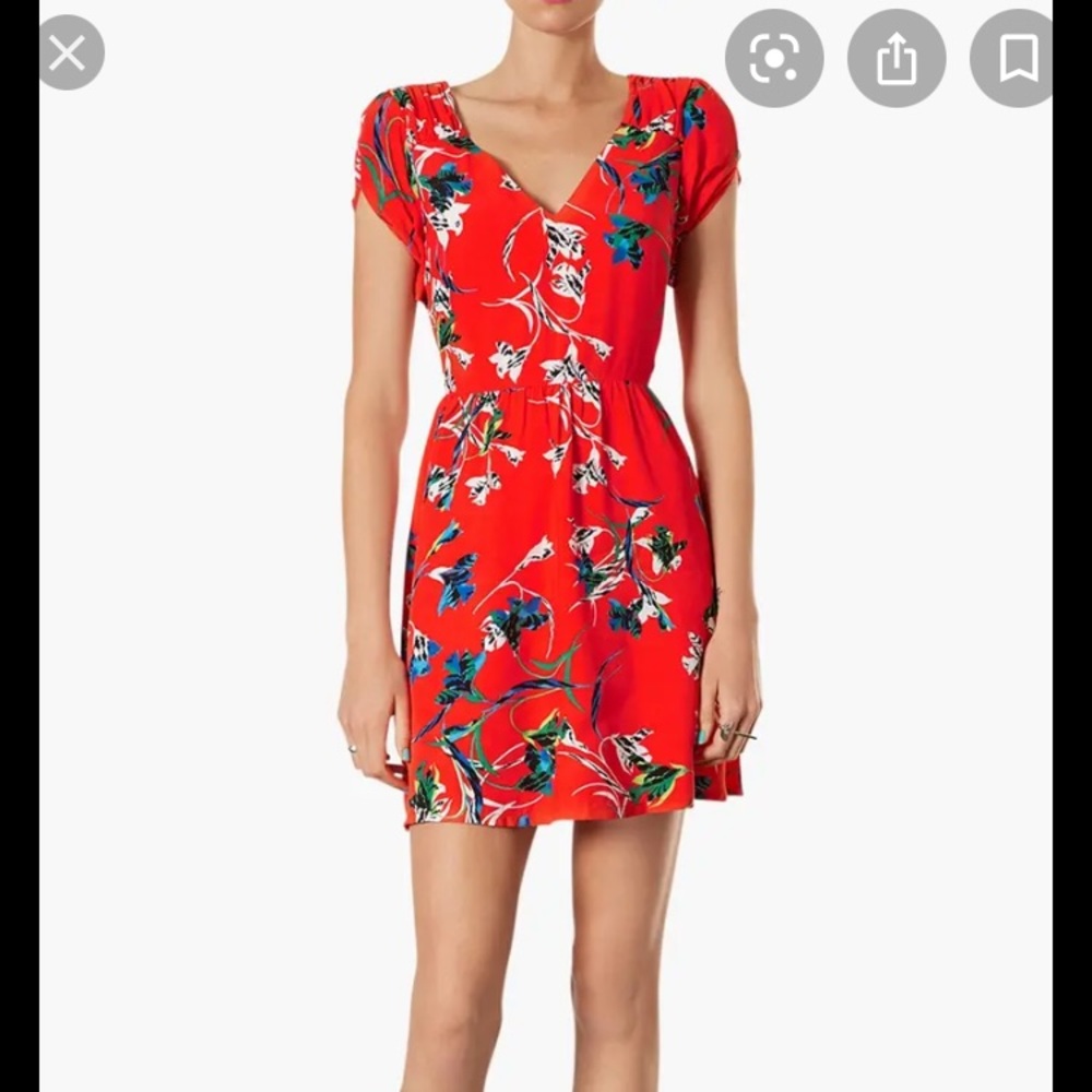 Topshop Red Floral Tea Dress - Size 6